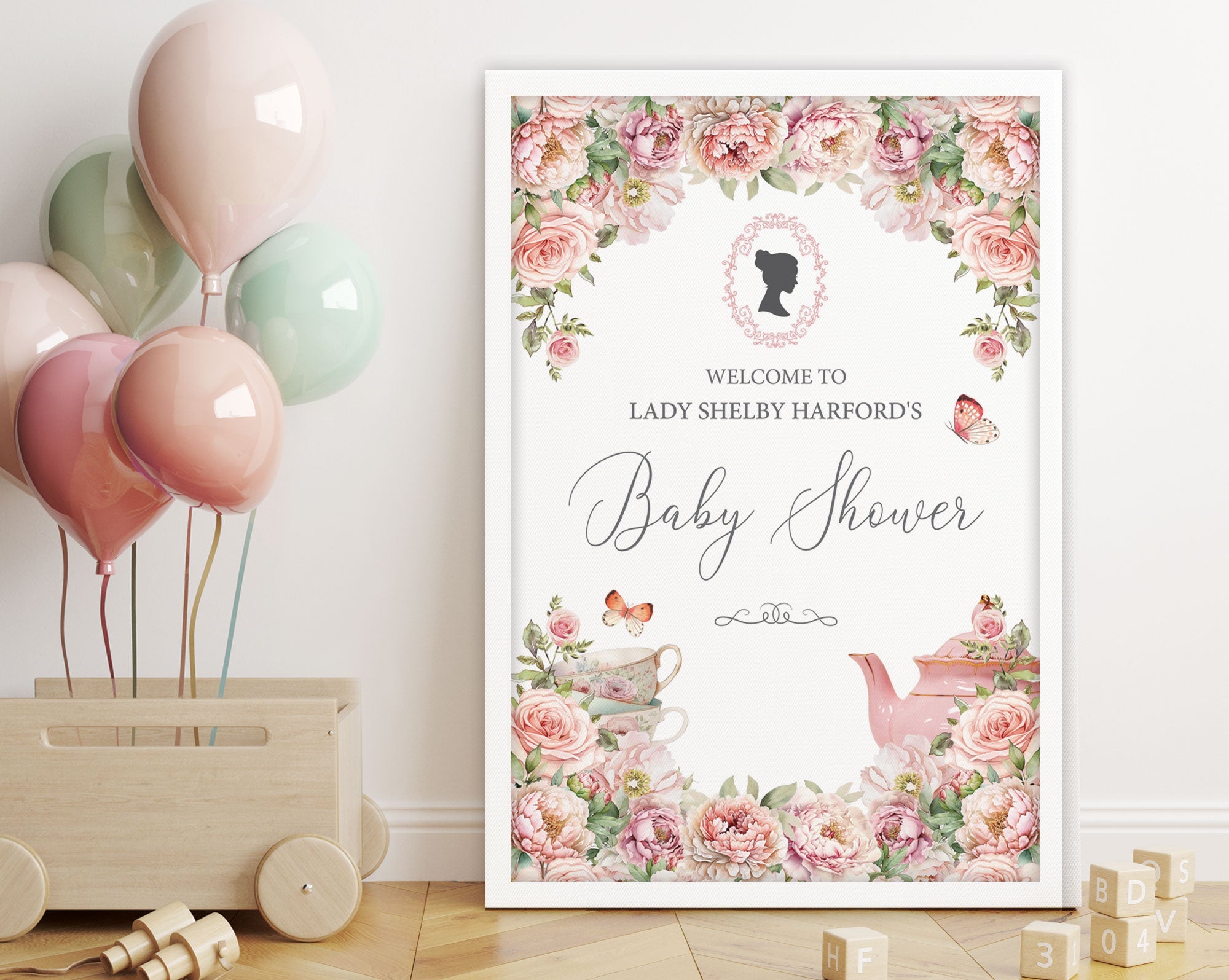 Regency Baby Shower Welcome Sign
