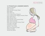 a list of all the titles of the game cards with a pregnant woman graphic