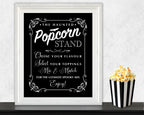 16x20 Haunted Popcorn Stand Poster: Halloween Gothic Sign, Black White, Non-Editable