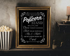 16x20 Haunted Popcorn Stand Poster: Halloween Gothic Sign, Black White, Non-Editable
