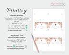 Floral business card design with printing instructions on a white background