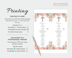 printing instructions for the blush pink church event menu with cross and butterfly
