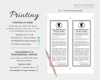 Instructions for printing documents with a pencil on a white background, featuring 'allymae design' branding.