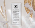 a black and white regency lady whistledown inspired kids birthday society note laying on a white background with a straw hat and some dried flowers