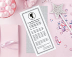two lady whistledown society notes for a little girls regency birthday with a silver wand, sequins, some pink sweets and a wrapped gift next to it