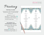instructions on how to print the blue flower, 4x9 tea menu
