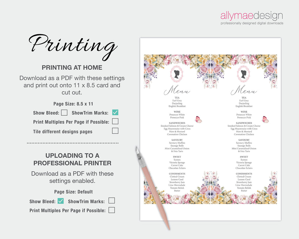 Print out at home or at your local copy shop, place on guests plates