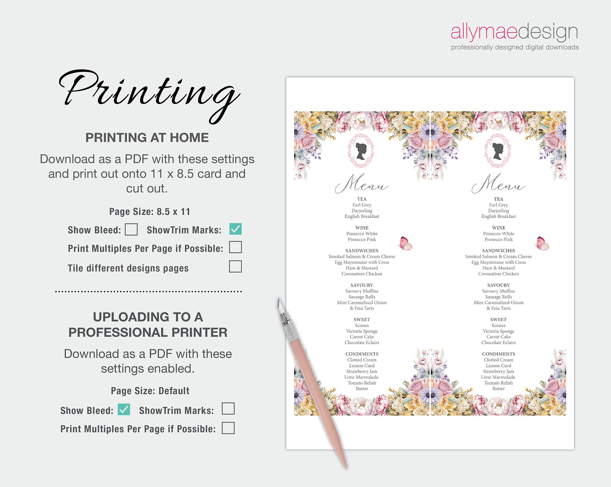 Print out at home or at your local copy shop, place on guests plates
