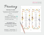 print instructions for the wildflower and birds baby shower menu