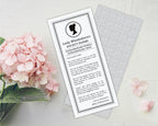 elegant baby shower or pregnancy reveal whistledown inspired society page with back shown, next to a pink hydrangea