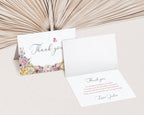 5 x 3.5 Thank You Tent Card, Pastel Flowers, Editable Wording, Butterfly