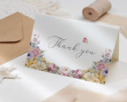 5 x 3.5 Thank You Tent Card, Pastel Flowers, Editable Wording, Butterfly