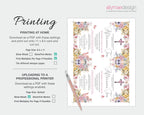 christian church Floral design invitation printout with printing instructions on a white background