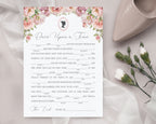 EDITABLE 10 x Bridal Shower Games, Blush Pink, 5 x 7, Regency Cameo, Butterfly, Once upon a time