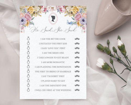 10 bridal shower games and 2 answer sheets