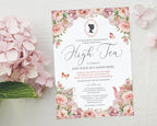 Pretty flower invitation for a victorian tea party