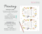 printing instructions for the wildflower border bridal shower luncheon invitation