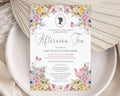 Regency Afternoon Tea Invitation, Pastel, Cameo, Teapot, Cups (5x7 Corjl Editable Digital Template)