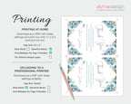printing instructions for the dusty blue thank you note with butterflies