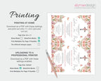Instructions for printing a church tea invitation design with floral elements on a white background.