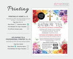 instructions on how to print the 8 x 10 rainbow tea fundraising poster