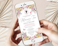 Regency Tea Party Mobile Invitation: Pastel Flowers, Cameo, Teapot, Cups (Corjl Editable Template)