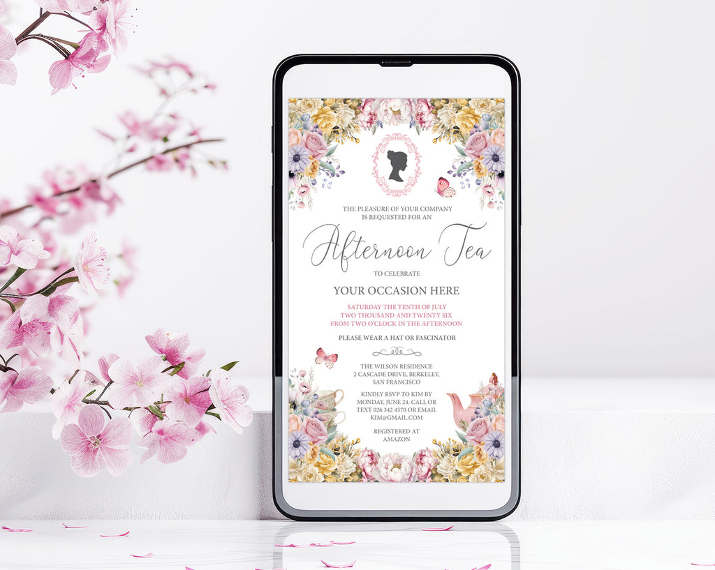 Old Fashioned style invitation for a tea party