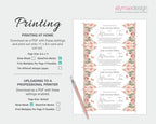 Instructions for printing the blush pink floral design vouchers on a white background.