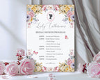 5 x 7 Regency Bridal Shower Program: Pastel Flowers, Cameo, Butterflies
