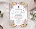 Regency Bridal Shower Invitation: Cameo, Pastel Flowers, Teapot, Butterflies, 5x7 Corjl Editable Template