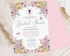 Invitation for a Bridal Shower in the Regency Style with pretty pink pattern back