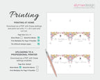 Floral business card design with printing instructions on a white background