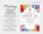 Church Rainbow Tea Welcome Sign, Scripture, Cross, Teapot, A3, A2, A1