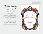 printing instructions for the regency gothic high tea welcome sign in red, black and pink