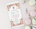 elegant pink invitation for a vintage tea party