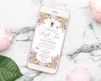 Regency Cameo and butterfly old fashioned mobile invitation for tea