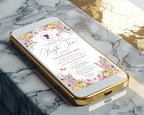 Blush Pink Flower Elegant High Tea Invitation Bridgerton Inspired with teapot and teacups